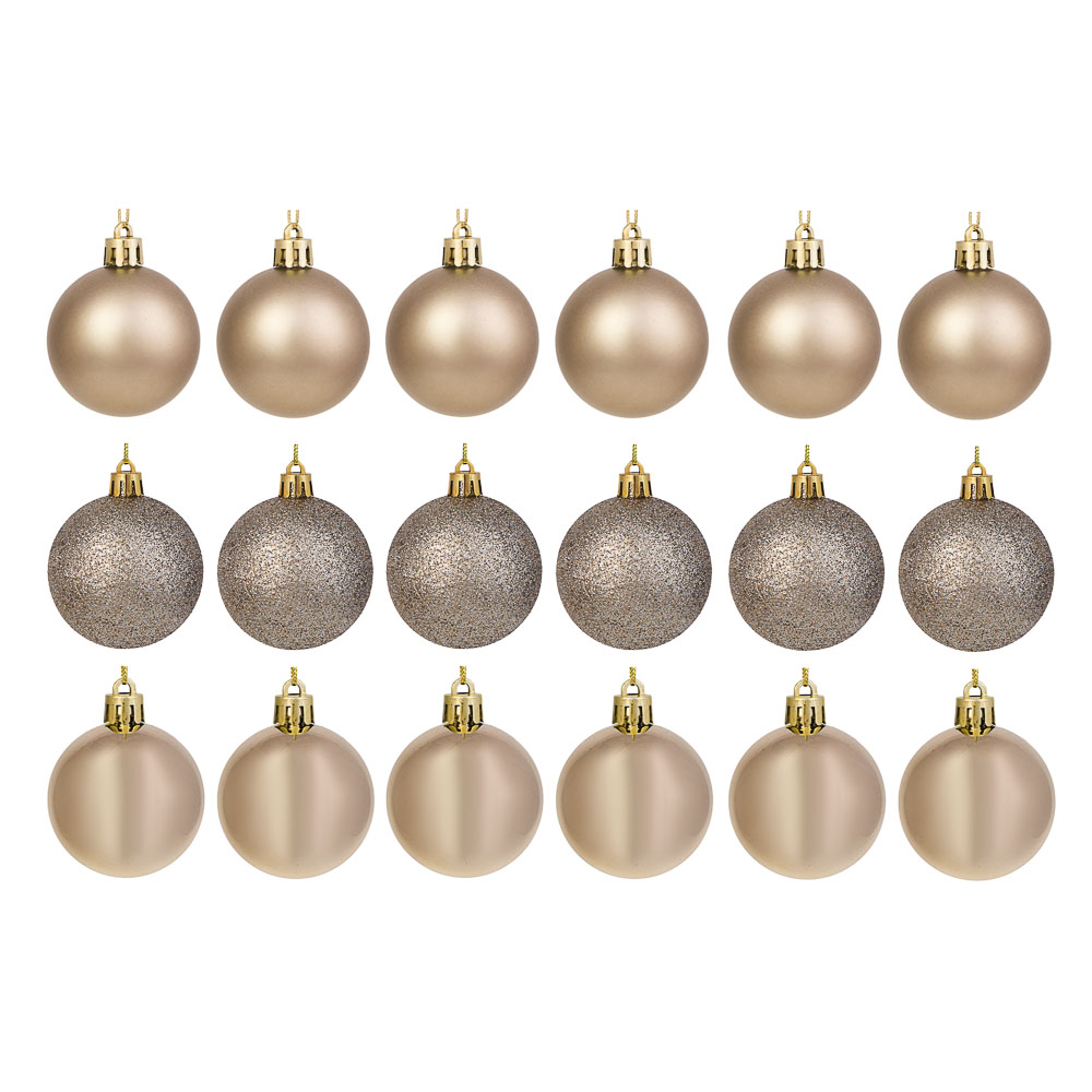 СНОУ БУМ Набор гладких шаров 6 см, 18 шт, шампань, 26-170 - #1