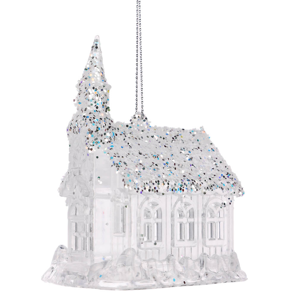 СНОУ БУМ Подвеска декоративная "Дом" 7.5x6x10 см, акрил, глиттер - #1