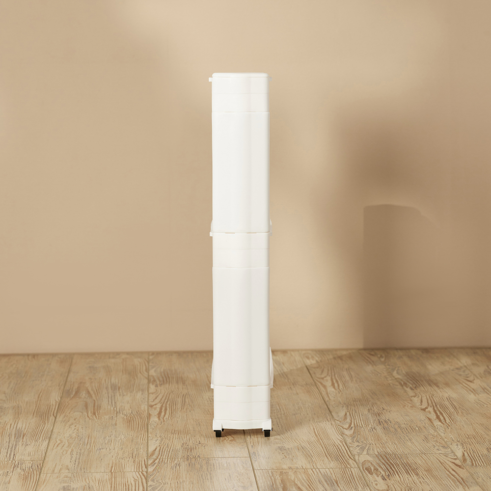 VETTA Этажерка узкая напольная на колесиках, 54х12х72см,3 полки с бортиками, пластик, белая - #7