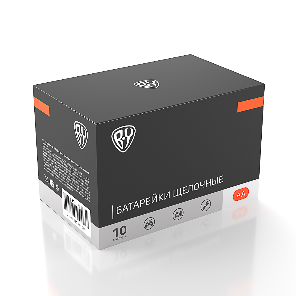 BY Батарейки AA (LR06) 4шт в блистере, щелочные 1.5V, высокой ёмкости - #7