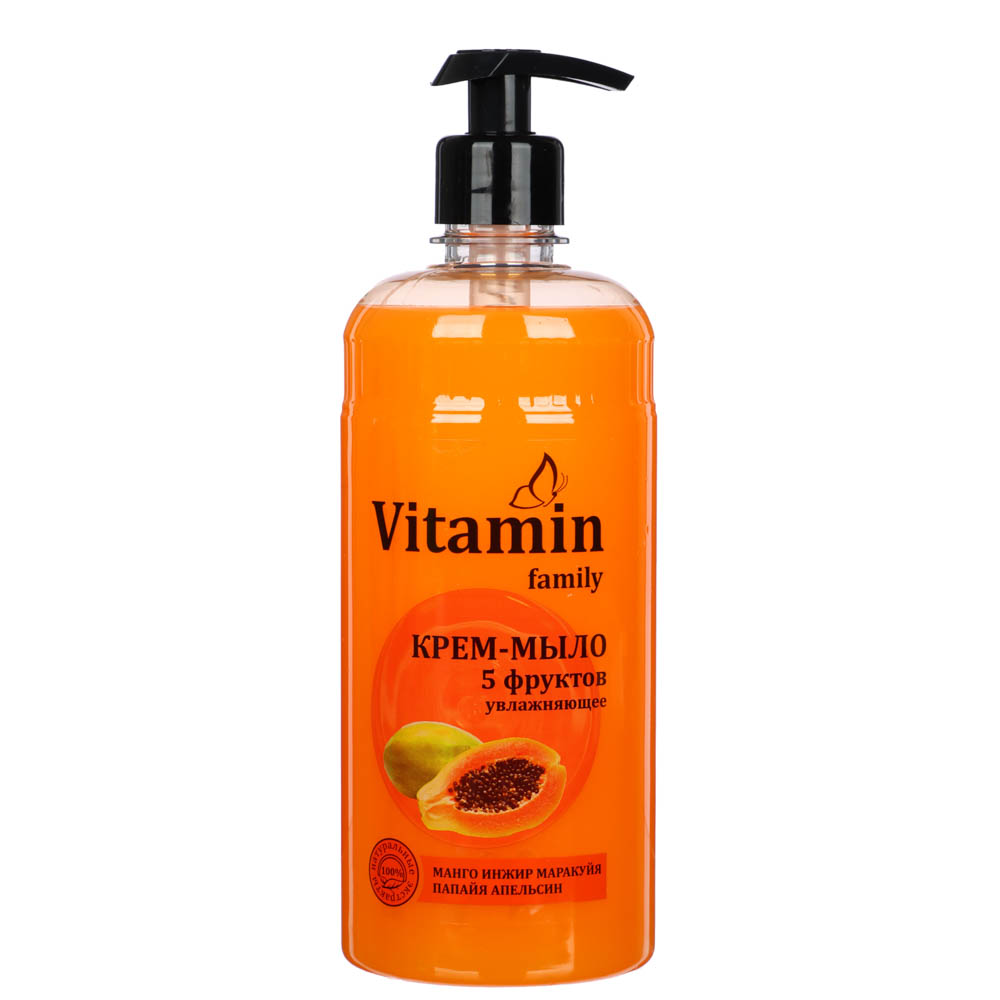 Крем-мыло жидко Vitan "5 фруктов" увлажняющее, 650 мл - #1