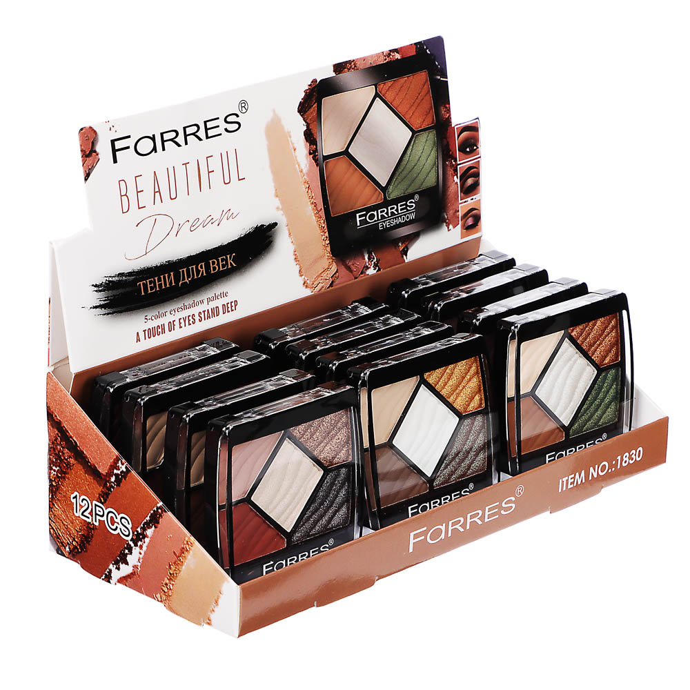 Тени для век "Beautiful Dream" 5 цветов тм Farres 7,5 г - #12