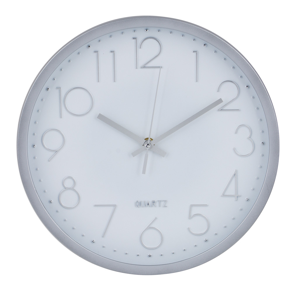 LADECOR CHRONO Часы настенные круглые, пластик, d30 см, 1xAA, оправа цвет серебряный, арт.06-13 - #1