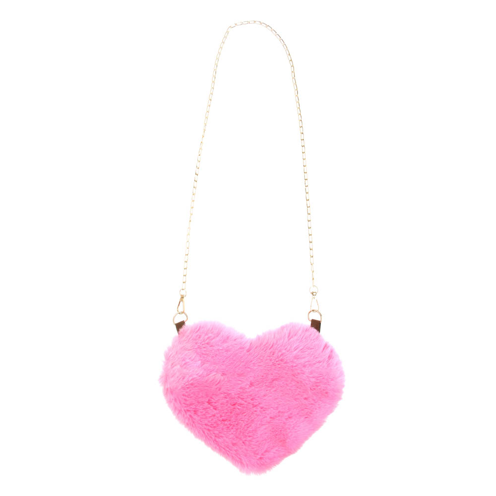 Сумочка мягкая в виде сердца, с цепочкой, полиэстер, 26x22 см, 2 цвета, красный, розовый - #2