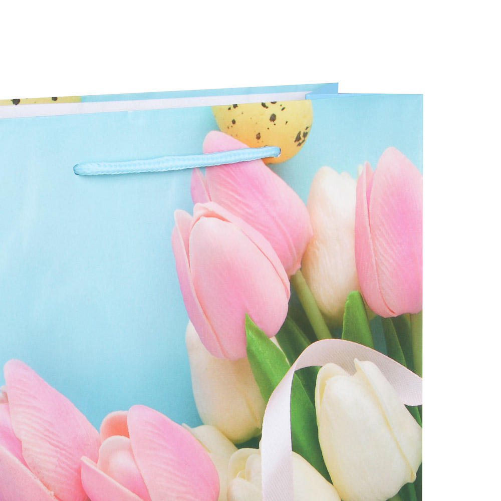 Пакет подарочный бумажный тм LADECOR, L 26x38x10 см, 4 дизайна, тюльпаны - #3