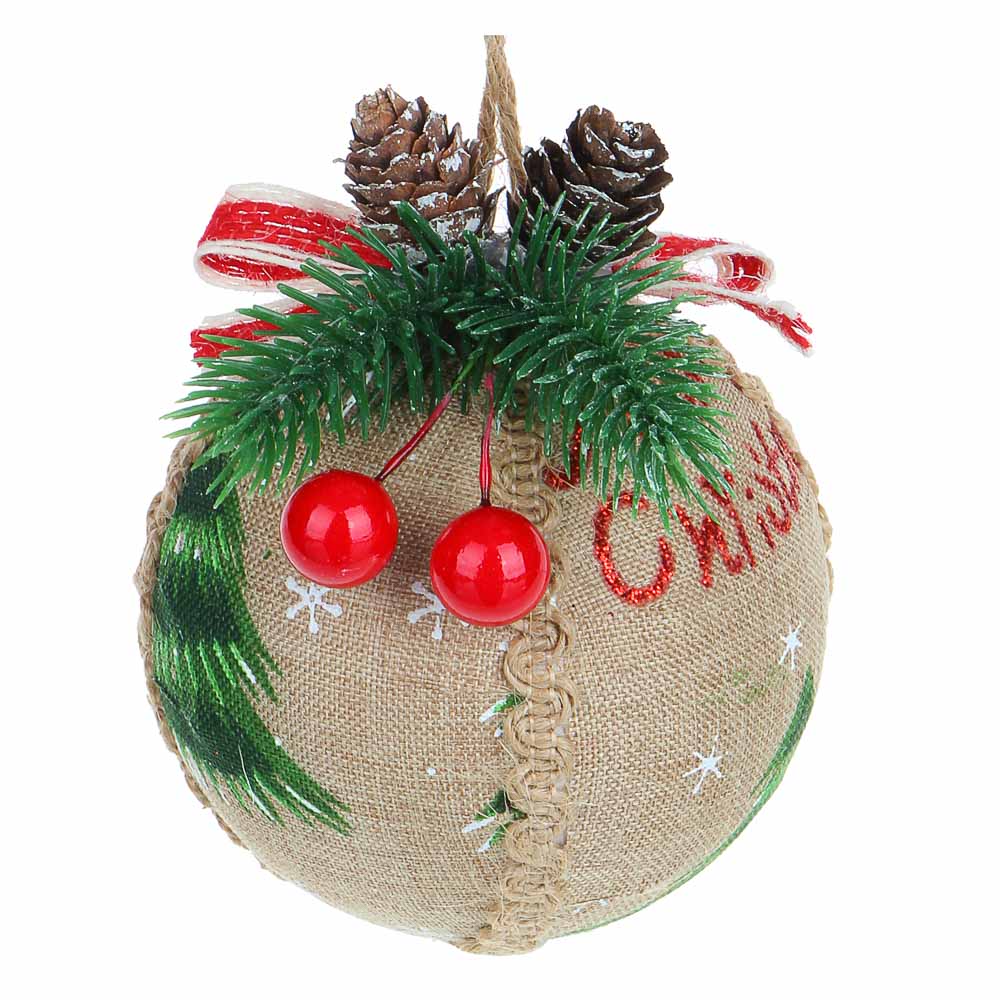 Подвеска Сноубум "Рождественский шар" с декором из хвои - #1
