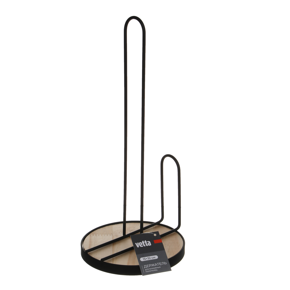 Держатель для бумажных полотенец тм VETTA, d15, высота 32 см, металл, дерево - #5