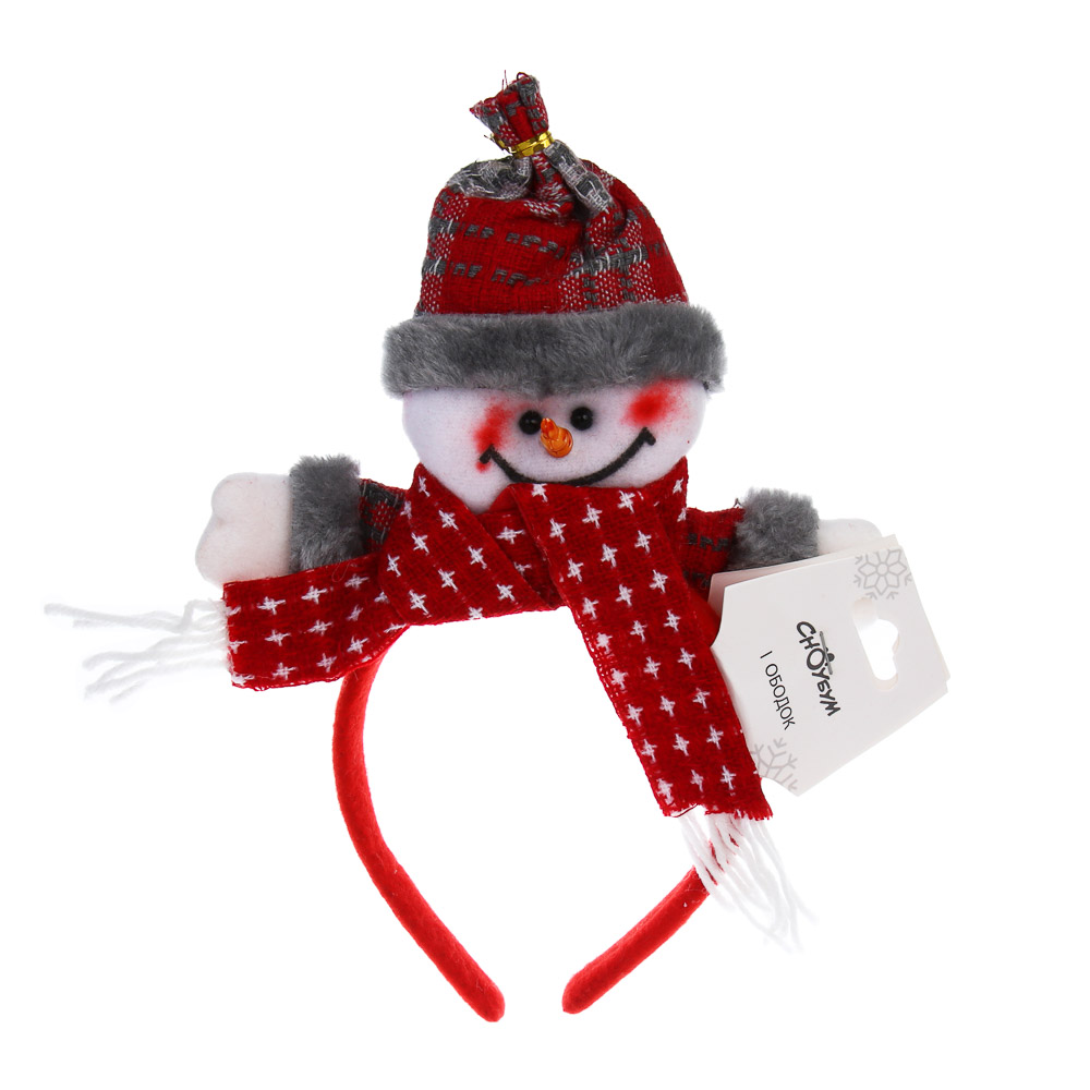 СНОУ БУМ Ободок с новогодними персонажами, диаметр 11см, пластик, полиэстер, 3 дизайна - #6