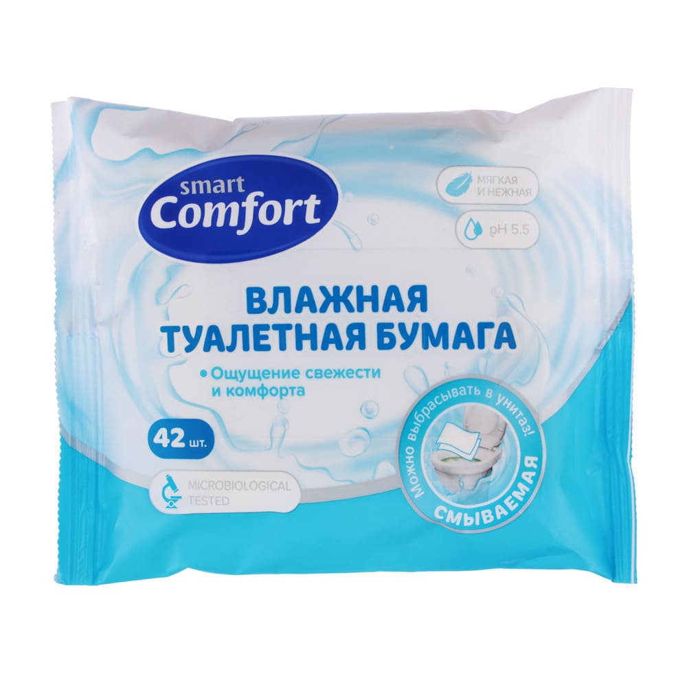 Туалетная бумага влажная Comfort smart ромашкой/алоэ, 42 шт - #1