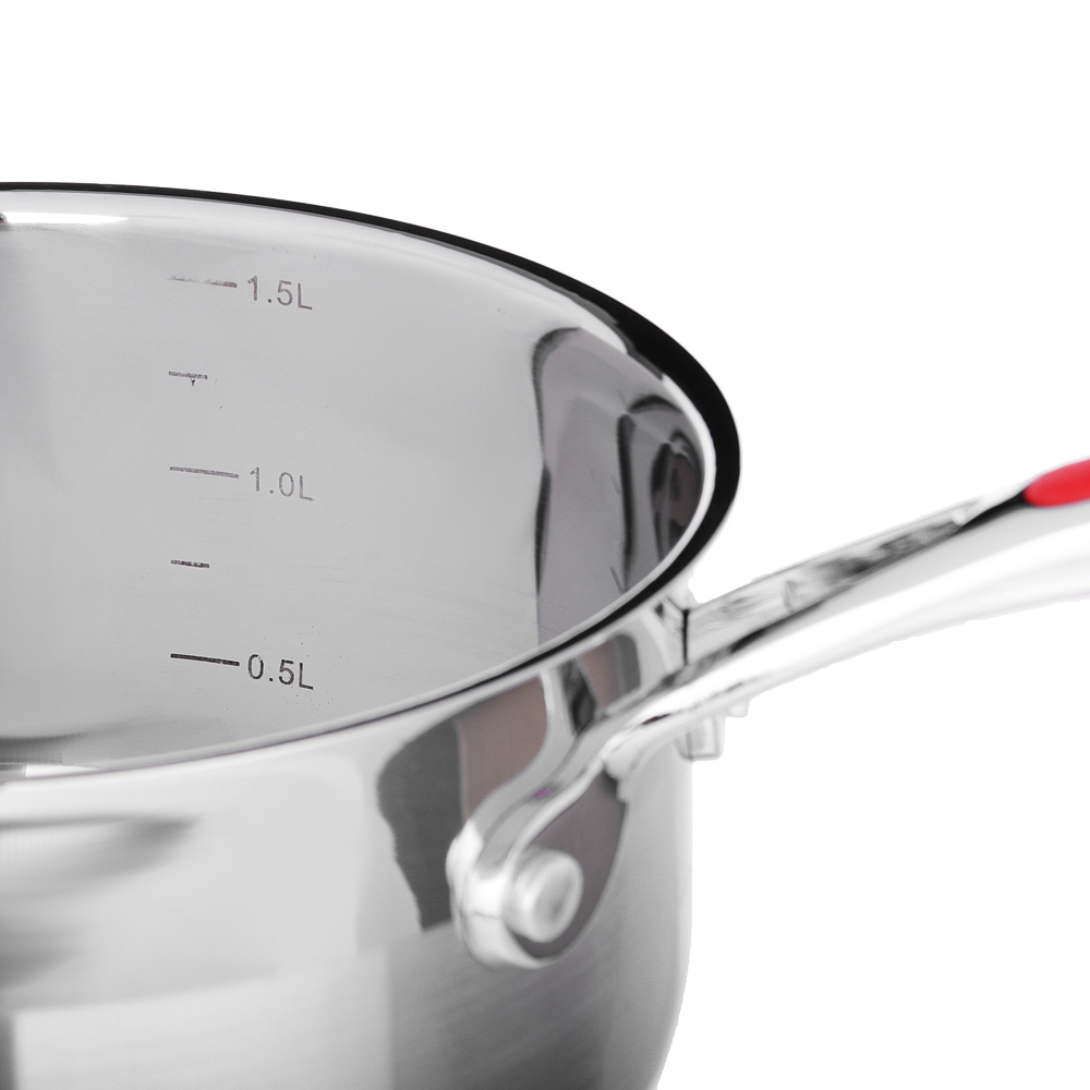 SATOSHI Венрай Ковш 16х9см 1,6л, со стекл. крышкой, индукция, нерж. сталь - #3