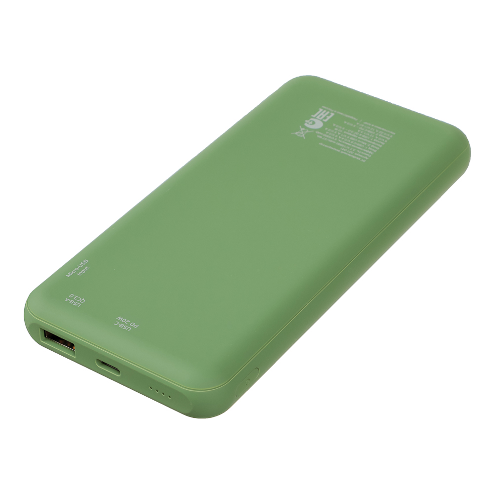 BY Аккумулятор мобильный, 10000мАч, USB/Type-C, Быстрая зарядка QC3.0+PD, 3А, 20W, зеленый - #5