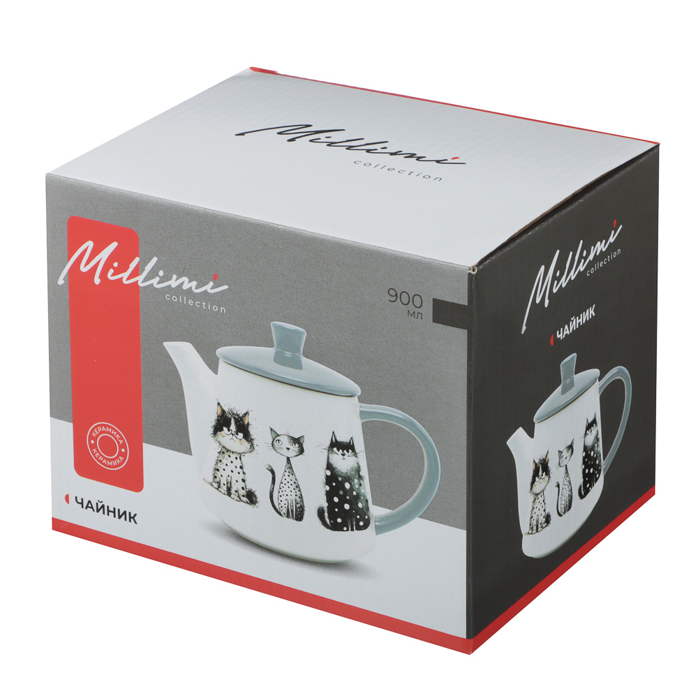 Чайник тм MILLIMI, 900мл, Коты, керамика - #5