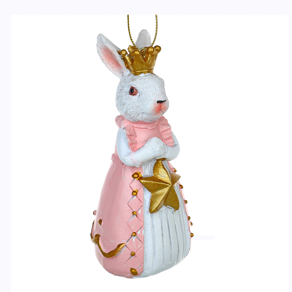СНОУ БУМ Фигурка подвесная кролик с короной, полирезина, 4x4x11см - #2