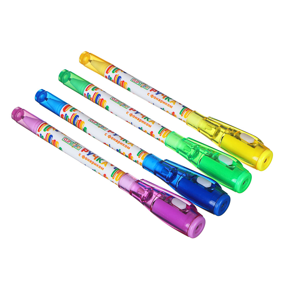 Ручка шариковая ClipStudio Шпаргалка с невидимыми чернилами и фонариком, 4 цвета - #2