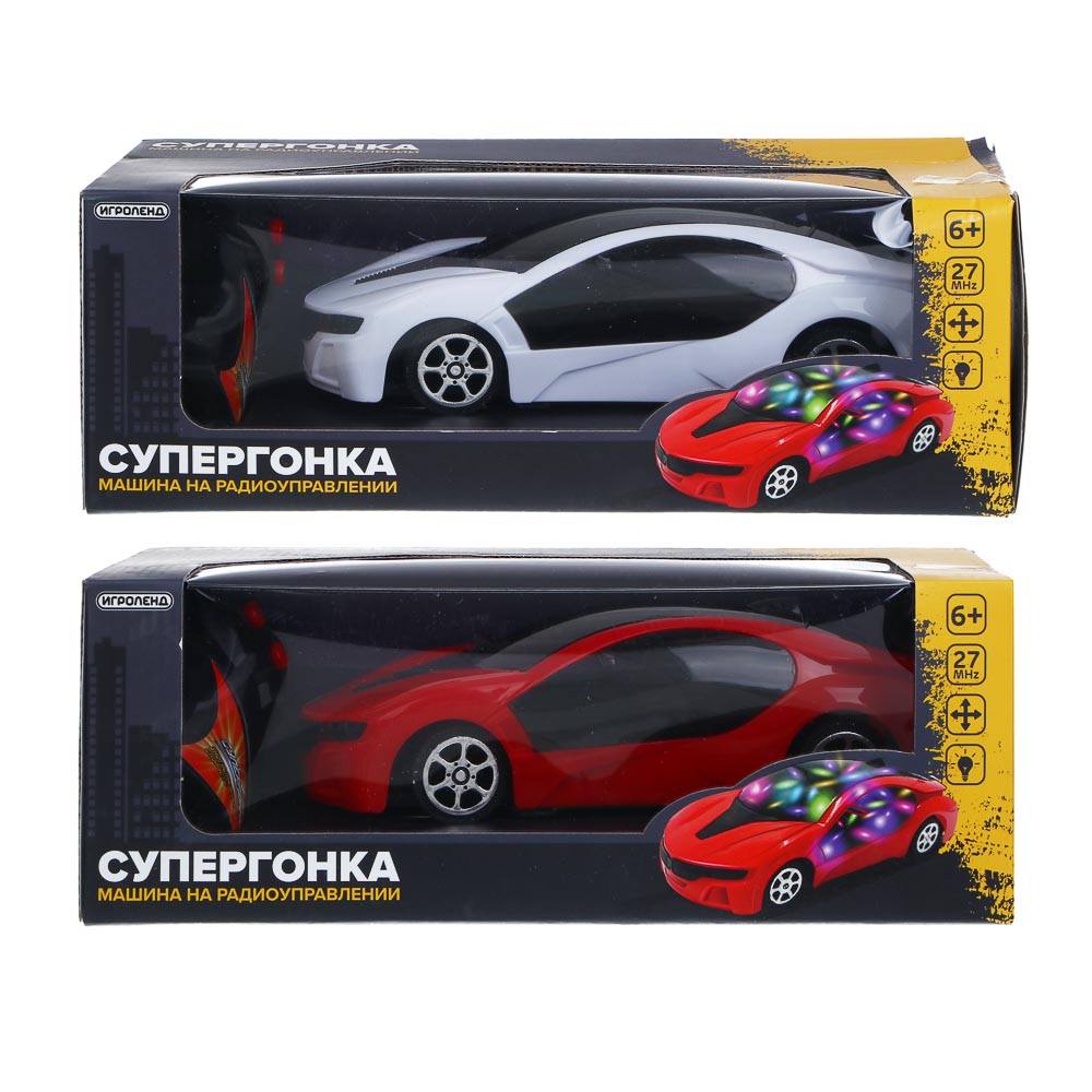 ИГРОЛЕНД Машина "Супергонка" на радиоуправл., 2-канальный пульт,свет,5АА,PP, 23,5x11,5x8,5 см, 3 диз - #3