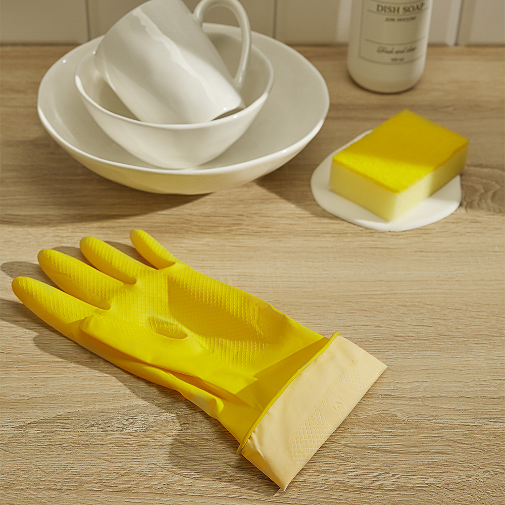 Перчатки резиновые желтые Vetta, M - #6
