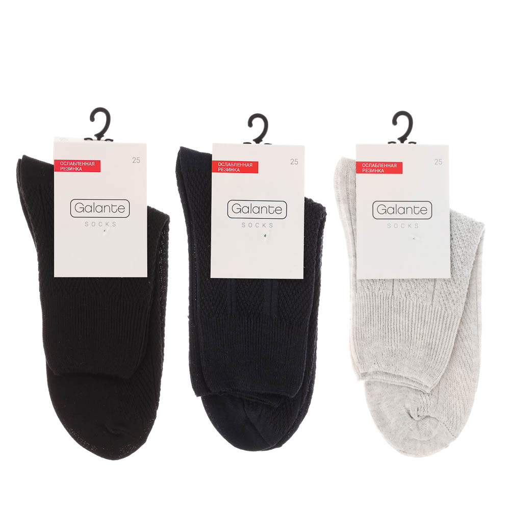 Носки с ослабленной резинкой GALANTE, р. 25, 80% хлопок, 17% полиамид, 3% эластан, цвета в ас-те - #6