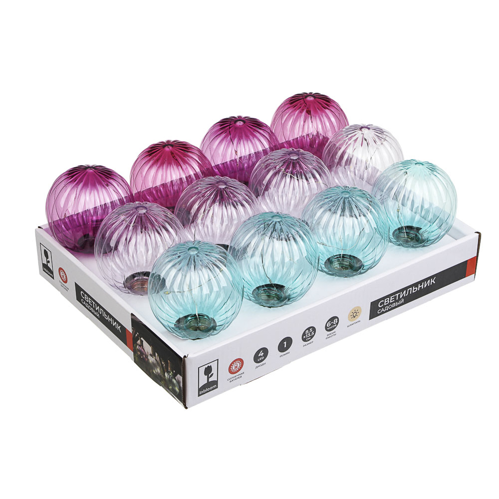 Светильник сад. на солн. батарее тм INBLOOM, 8.5х13.5см, 4LED, шампань, 40mAh Button cell, 1реж., PP - #6