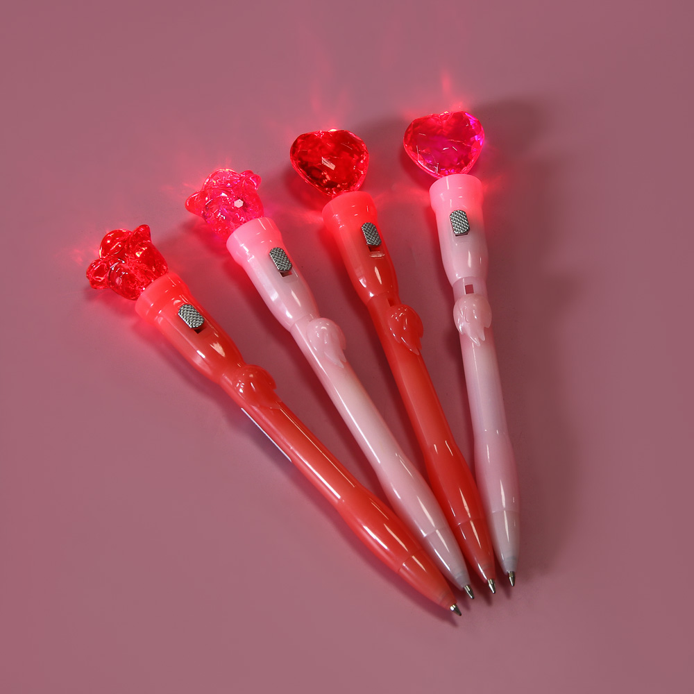 Ручка шариковая синяя с LED подсветкой "Love", 4 вида, шоу-бокс - #7