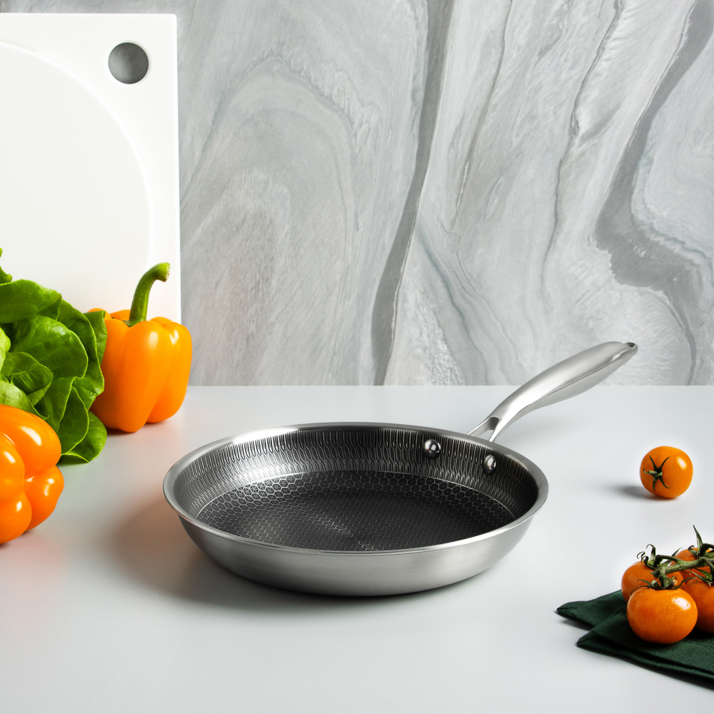 SATOSHI Савона Сковорода Triply 3-х слойная 24х4,3см, нерж.сталь 18/10, антиприг.покр. "соты", инд - #9