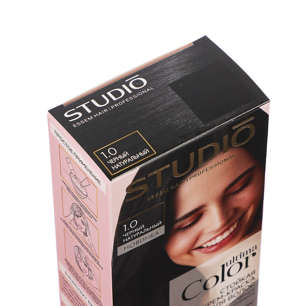 Краска для волос STUDIO Ultima Color 1.0 черный натуральный,100мл - #2