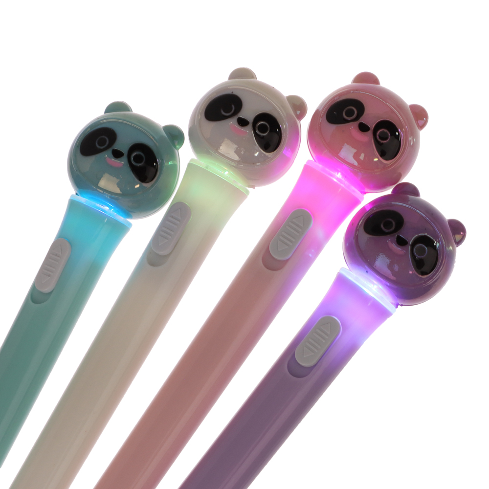 Ручка шариковая синяя, со светящейся фигуркой в форме панды, 4 цв.корп., 16,5см, пластик - #3