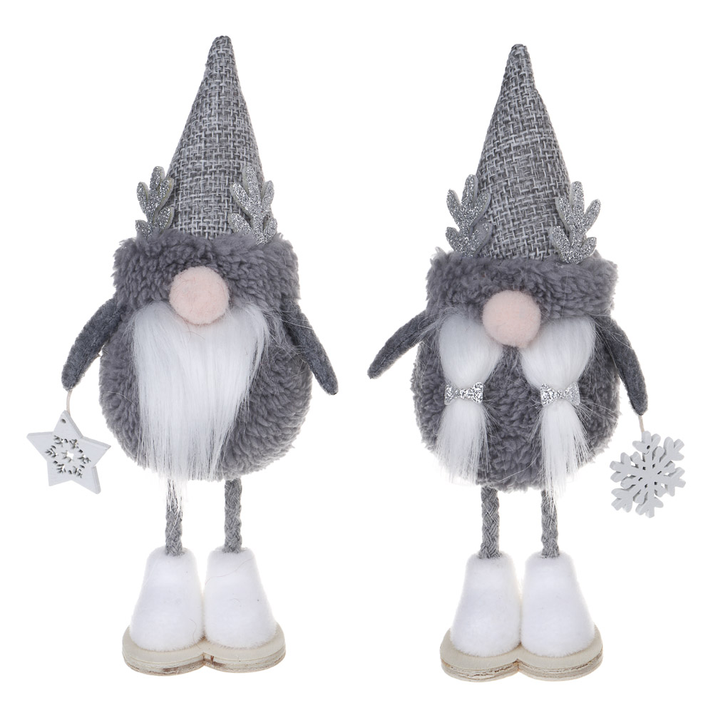 СНОУ БУМ Сувенир Гном 5x6x18 см, полиэстер, серый, 2 вида - #1