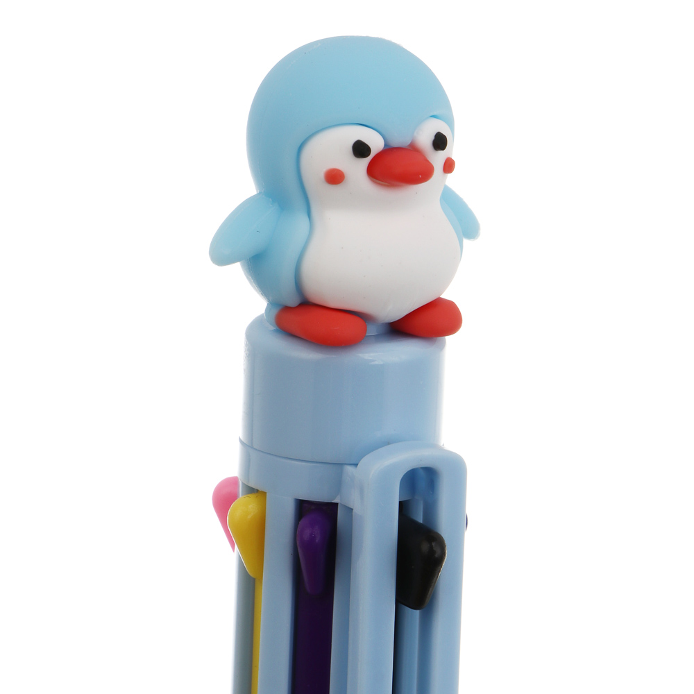 Ручка шариковая автоматическая 8-цветная 0,7мм, с фигуркой в форме пингвина, 3 вида, шоу-бокс - #6