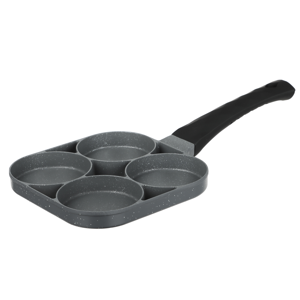 Сковорода литая тм SATOSHI 4 секции, 18см, антипригарное покрытие мрамор, индукция - #1