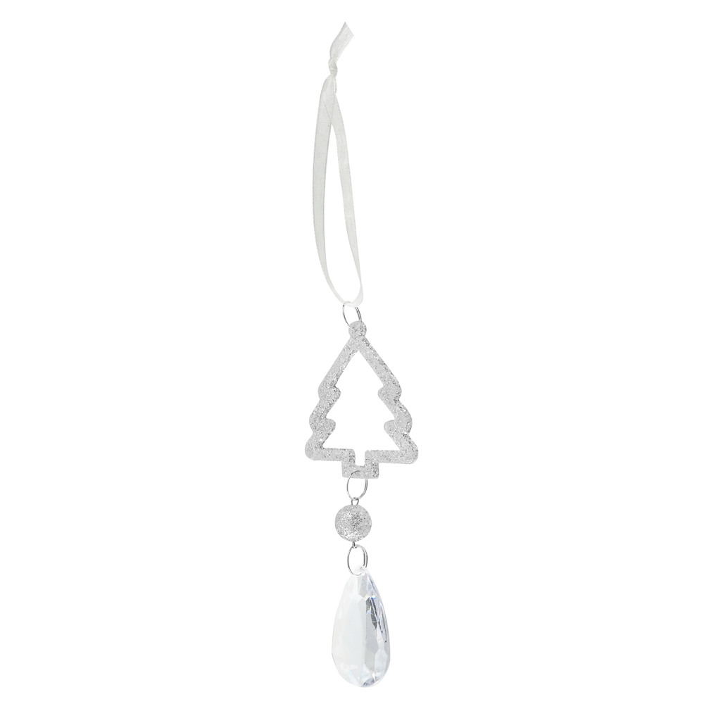 СНОУ БУМ Декоративная подвеска "Елочка" 15x5,5 см, пластик, акрил, золото, серебро, 2 цвета - #9