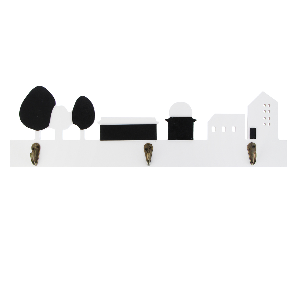 Ключница открытого типа, 3 крючка, 42x12см, МДФ, металл - #1