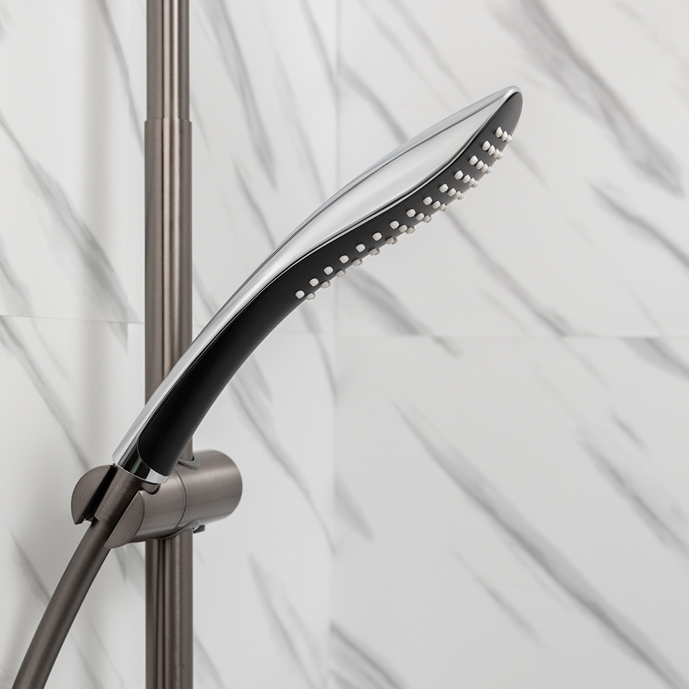 Лейка для душа, 1 режим, 63х250 мм, черный/хром - #6