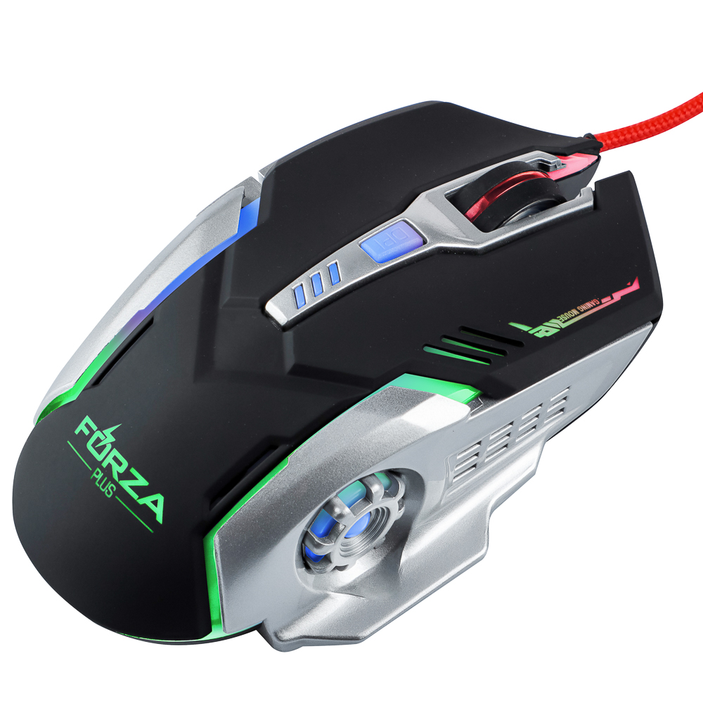 FORZA Компьютерная мышь проводная, 800-3200DPI, 6 кн., подсветка, провод 140см, игровая, 2 цвета - #9