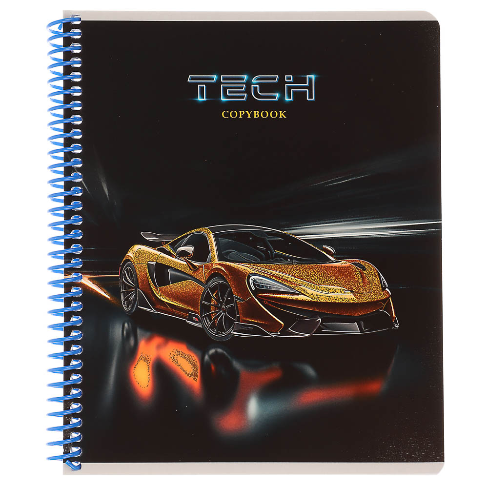 Тетрадь общая, 96 листов, в клетку, БЕЛЫЕ ЛИСТЫ, обл.мел. картон, спираль, микс - #6