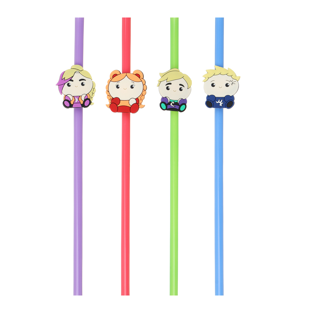 BY Набор трубочек для напитков с декором, 4 шт, пластик, 23 см, Русские Герои - #1