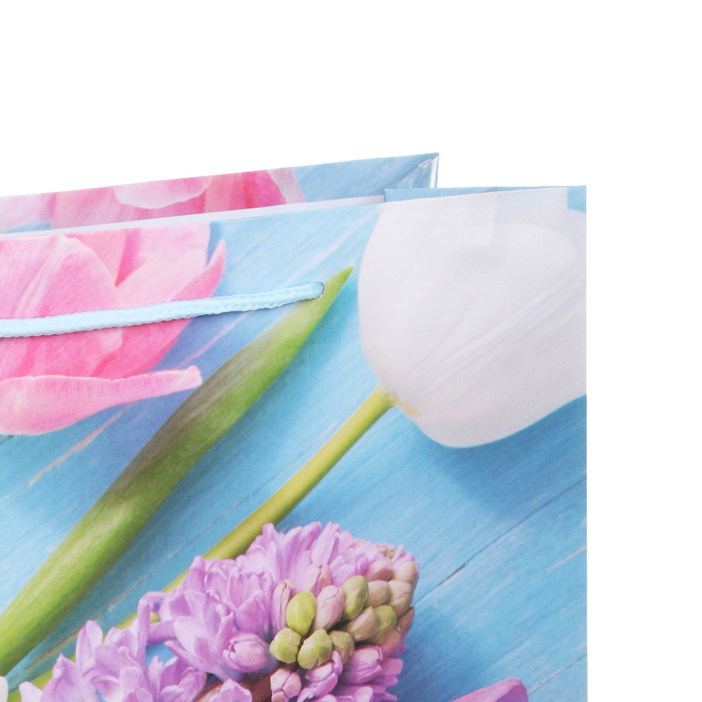 Пакет подарочный бумажный тм LADECOR, L 26x32x10 см, 4 дизайна, тюльпаны - #2