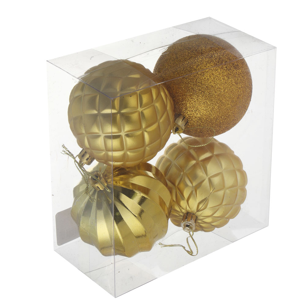 СНОУ БУМ Набор шаров 8 см, 4 шт, золото, 26-113 - #4
