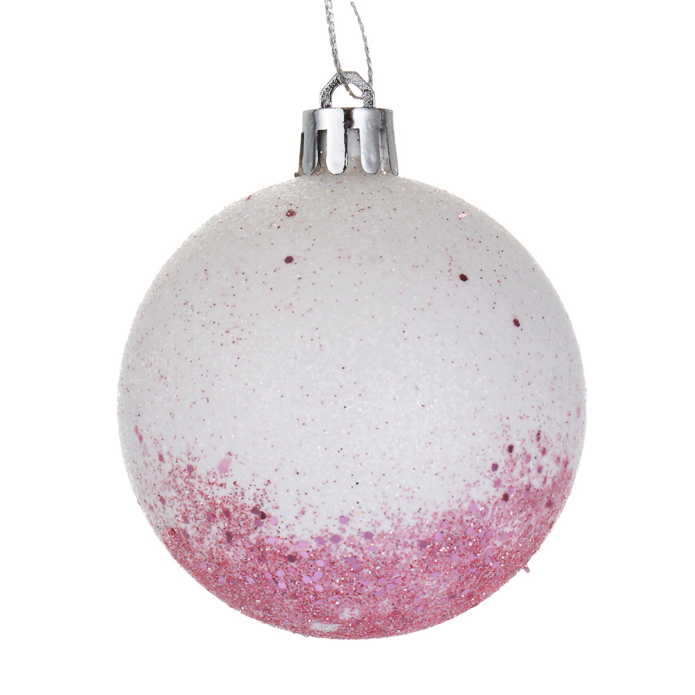 СНОУ БУМ Набор шаров 6 см, 6 шт, розовый-белый, подвес, 26-177 - #2