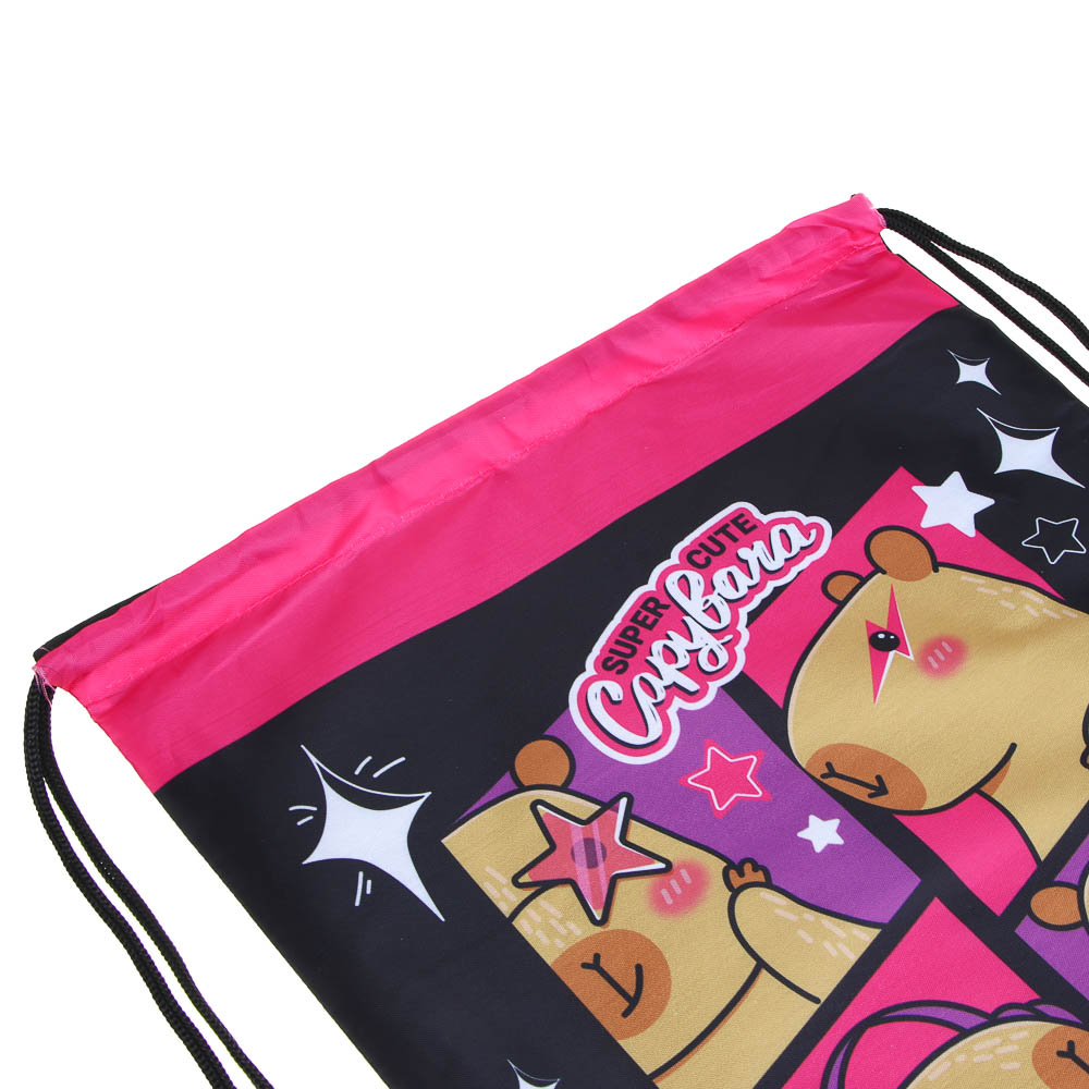 Мешок для сменной обуви на завязках, 34,8x41,5см, "Капибара/Панда", полиэстер - #4