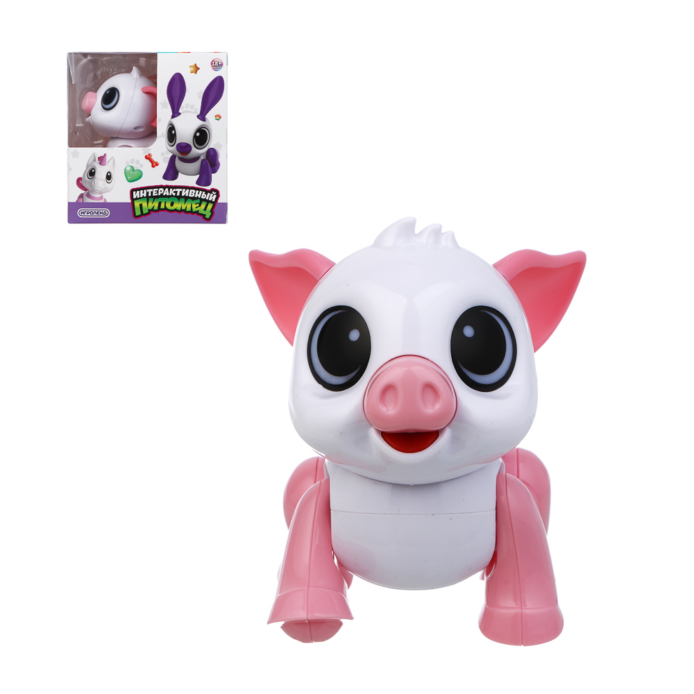 ИГРОЛЕНД Игрушка "Интерактивный питомец" поросёнок, ABS, звук, свет, движ., 2хAAA, 12,5х10,5х13,5 см - #1