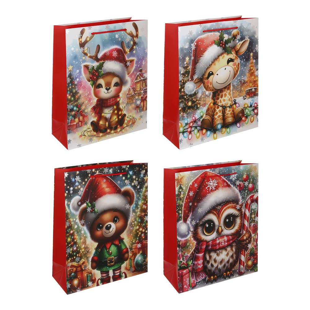 Пакет тм СНОУ БУМ подарочный, 26x32x10см, тиснение, бумага, арт.18, 4 дизайна - #1