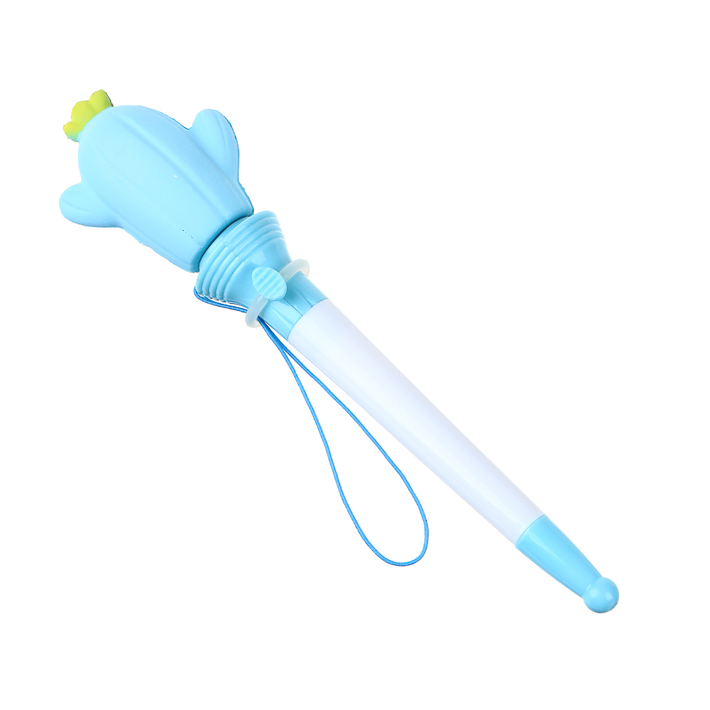 Ручка-антистресс шариковая синяя "Cтреляющий кактус", 17 см, шнурок, 4 цвета отделки, полиэстер, ПП - #2