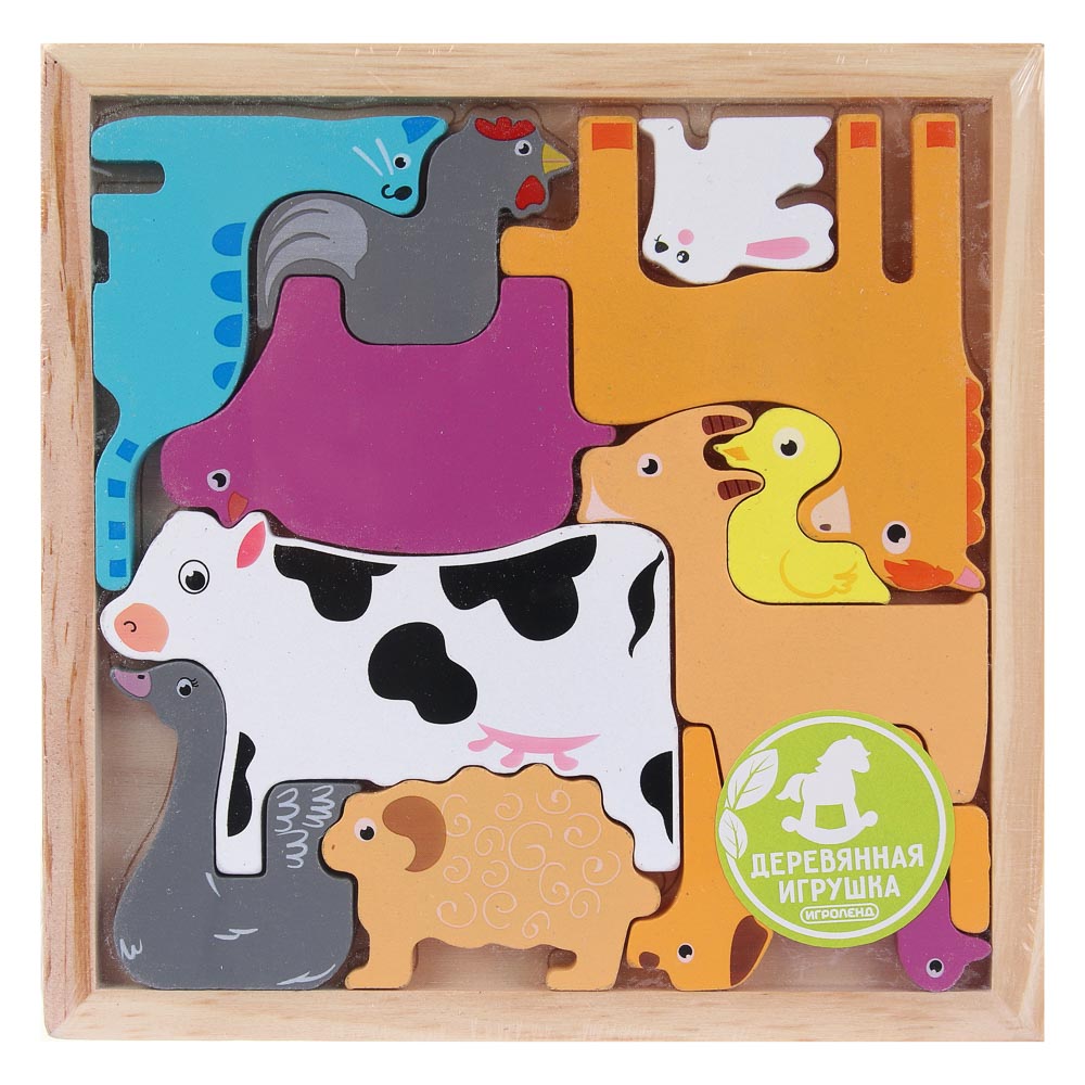 ИГРОЛЕНД Игрушка развивающая для малышей "Головоломка деревянная", 8 дизайнов, 16,7х16,7см, дерево - #3