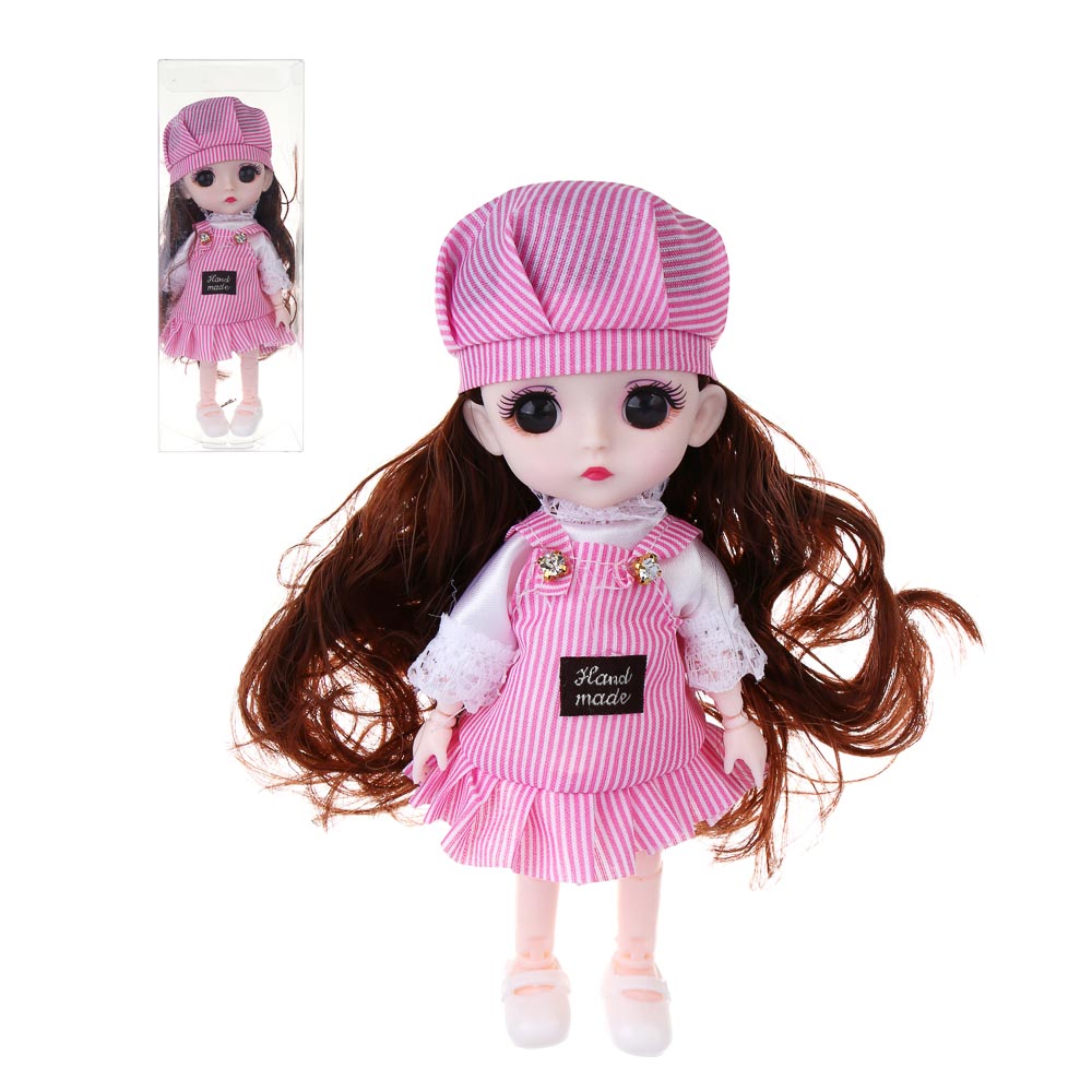 ИГРОЛЕНД Кукла шарнирная с чудными глазами, 15 см, в ПВХ боксе, PVC, PP, 6,5х10х30 см, 4 дизайна - #1