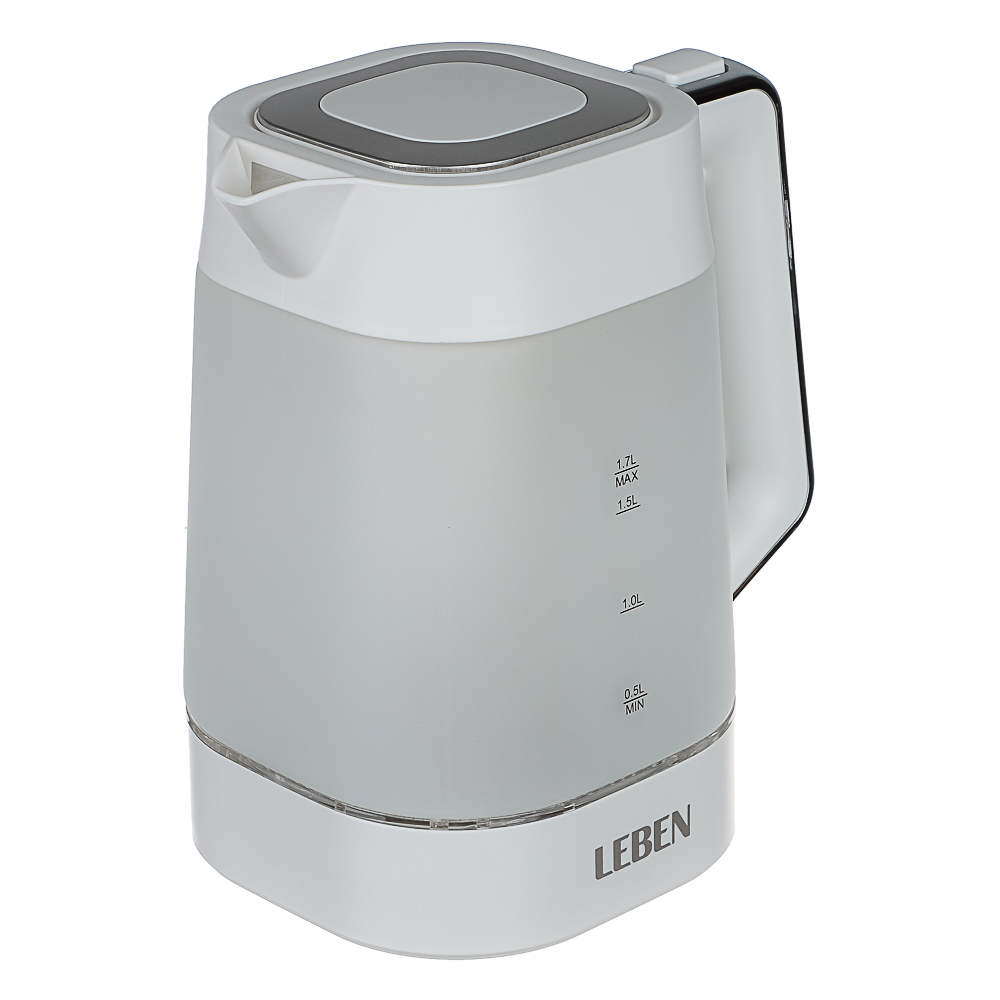 LEBEN Чайник электрический 1,7л матовое стекло, белый - #7