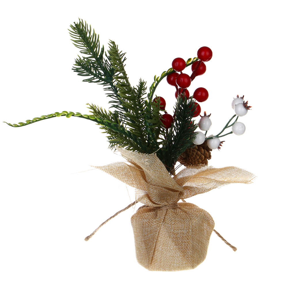 СНОУ БУМ Хвойный декор 29 см, пластик, пенопласт, металл, мешковина, дерево - #5