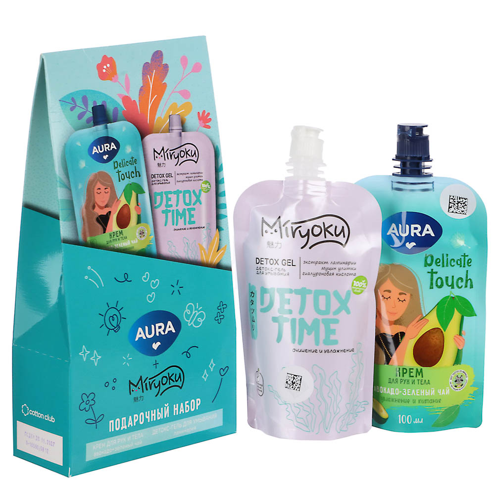 Подарочный набор женский:Крем д/рук и тела Aura,100мл+Детокс-гель д/умывания MIRYOKU,100мл - #1
