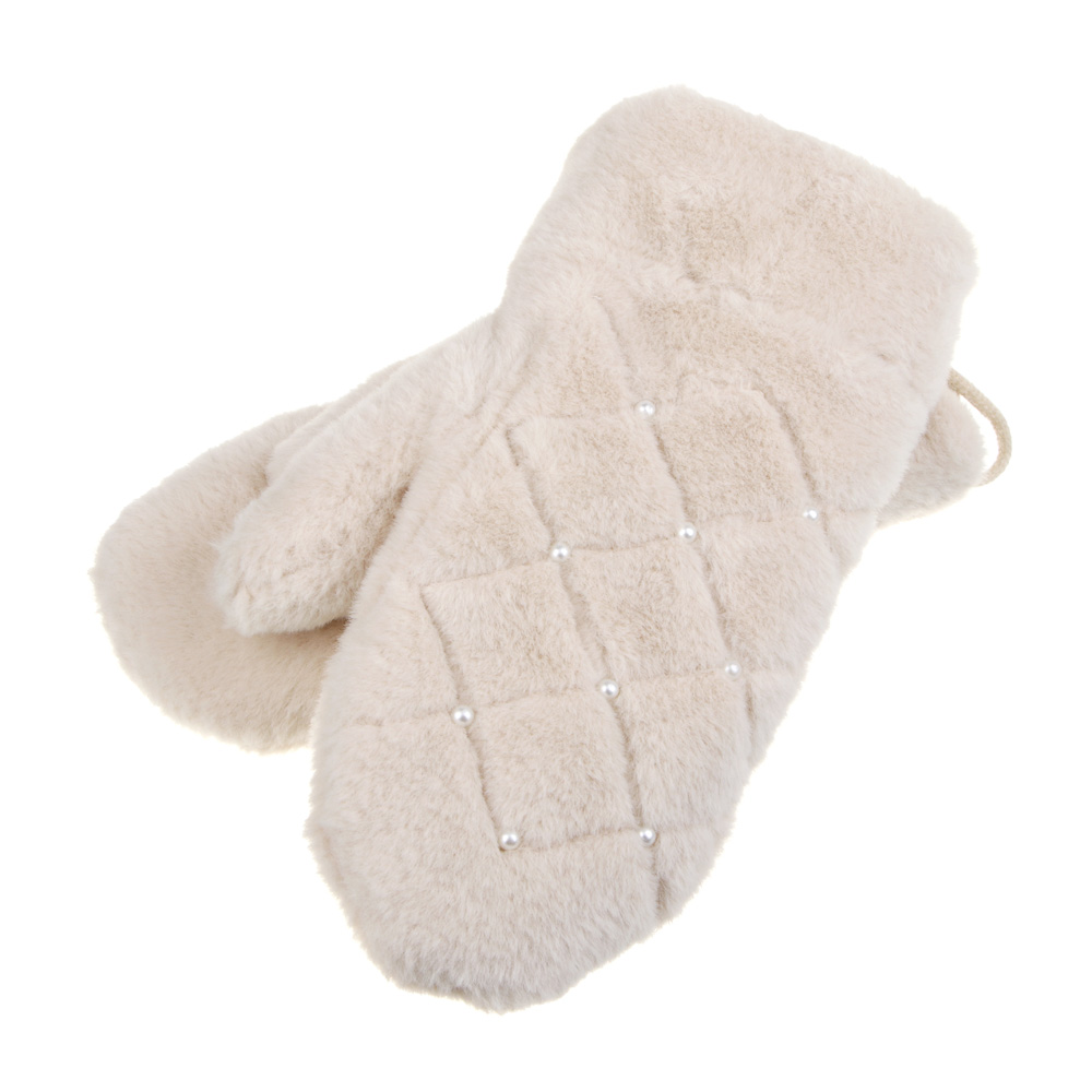 GALANTE Рукавицы женские из эко меха с искусст.жемчугом, р-р 18-20, 2 цвета, СЗПВ24-44 - #3