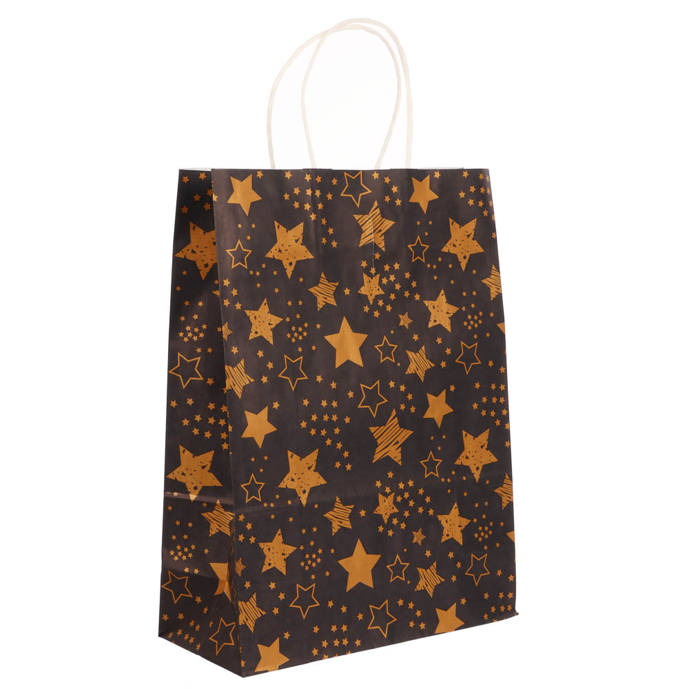 Пакет подарочный с кручеными ручками 24x10,5x32 см, "Звездное сияние" внутри белый - #1