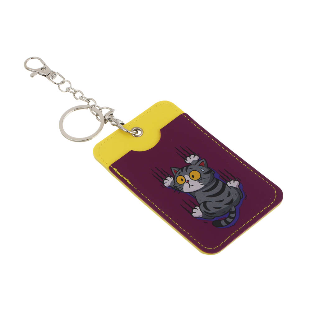 Чехол для пропуска тм ЮL двусторонний с кольцом и карабином, ПВХ, металл, 11х6,7см, 6 дизайнов - #4